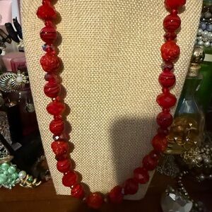 Vibrant Red Beaded Necklace